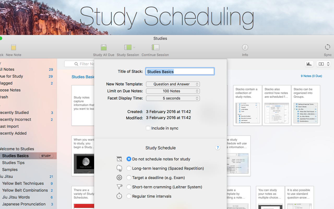 Studies — learning schedules